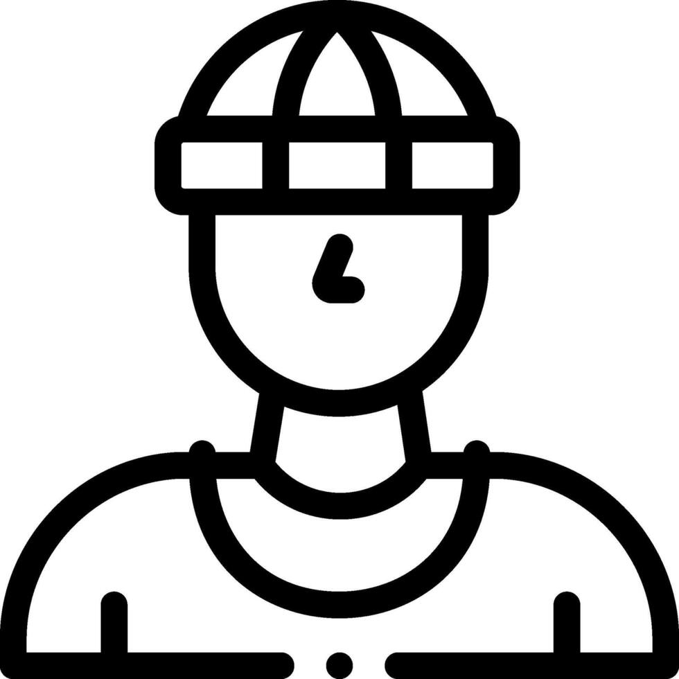 A man in a hat and a cap is shown in a line drawing vector