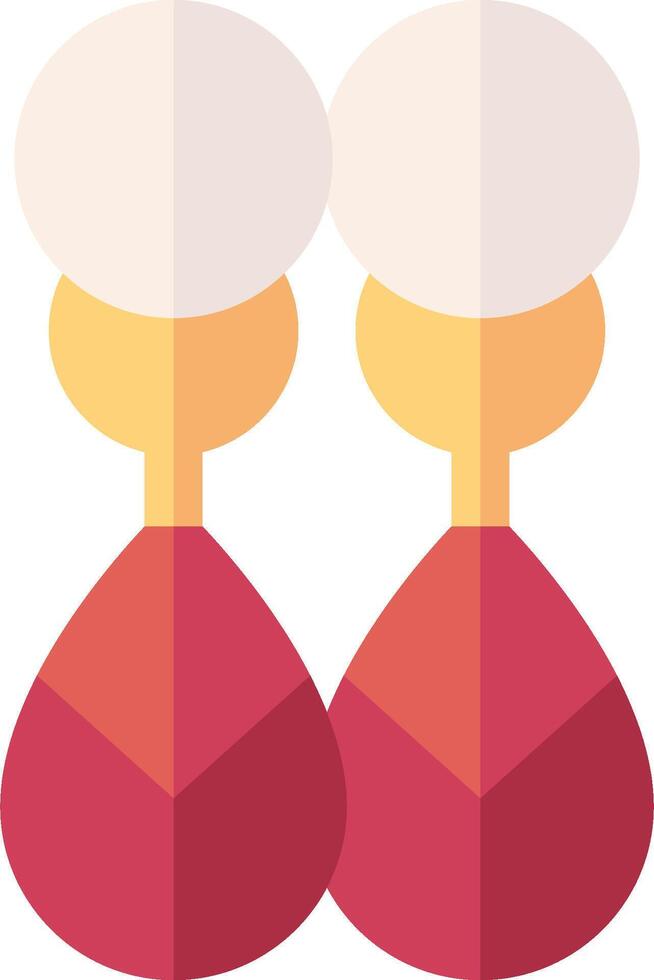Two red and yellow earrings with a white dot vector