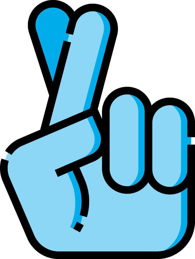 A hand with a peace sign in blue vector