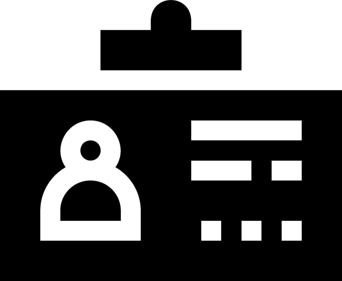 A black and white icon of a person and a clipboard vector
