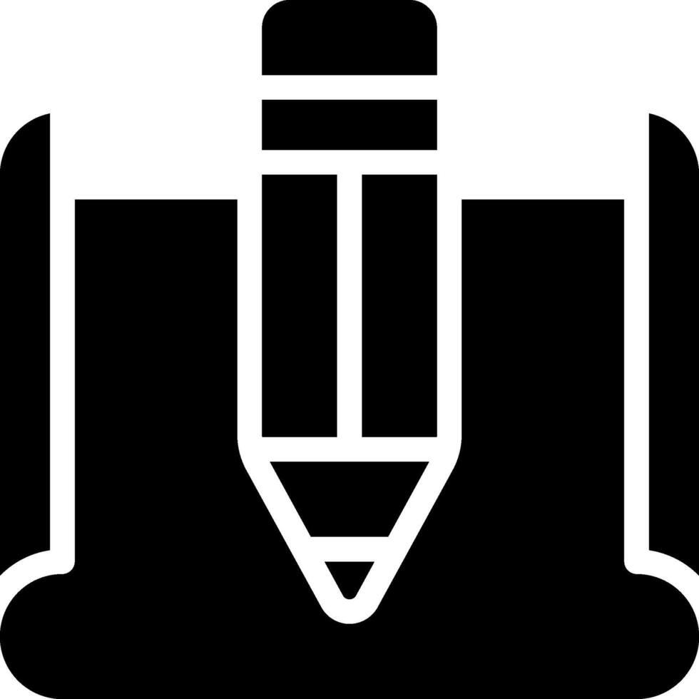A black and white pencil icon on a white background vector