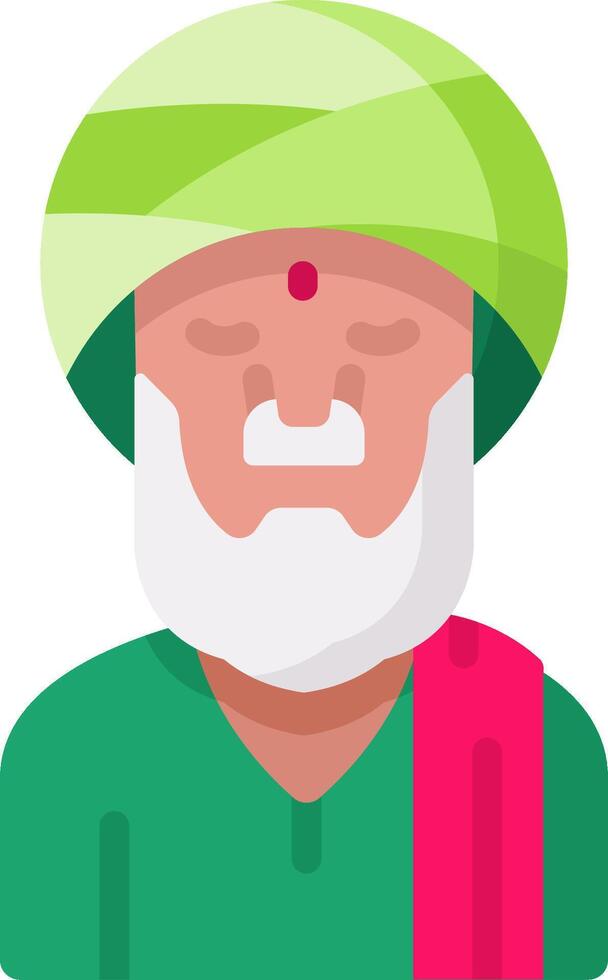 An old man with a green hat and a pink scarf vector