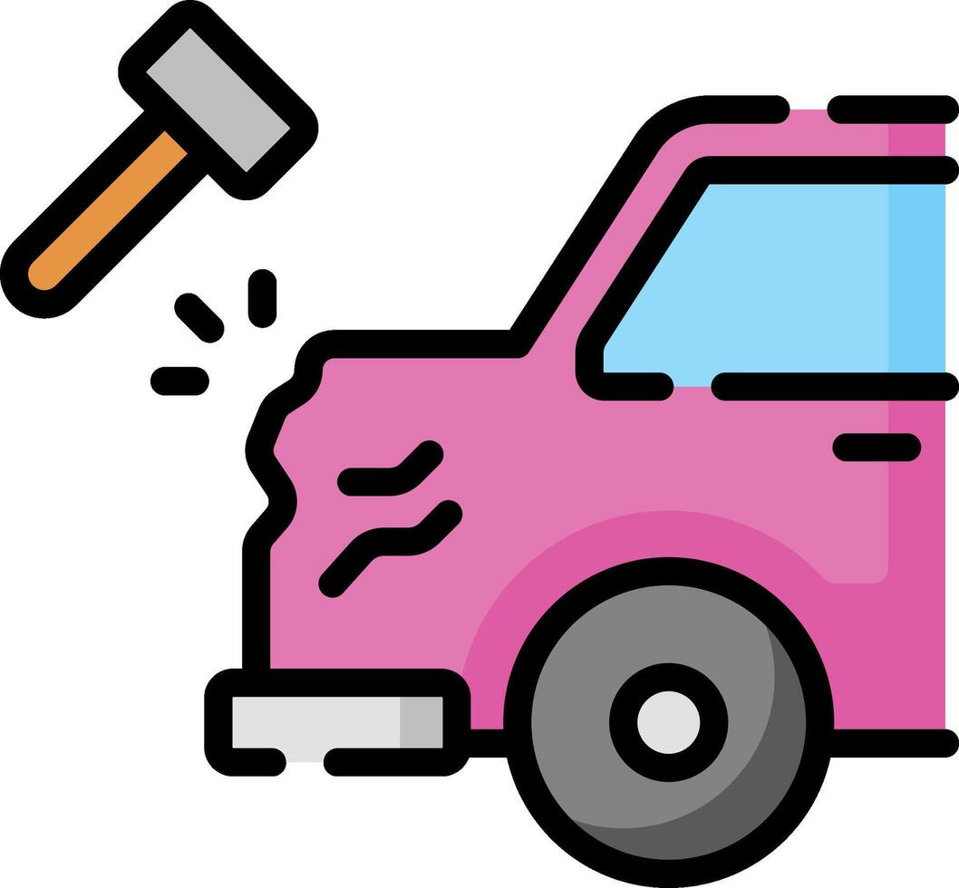 A pink van with a hammer and a hammer vector