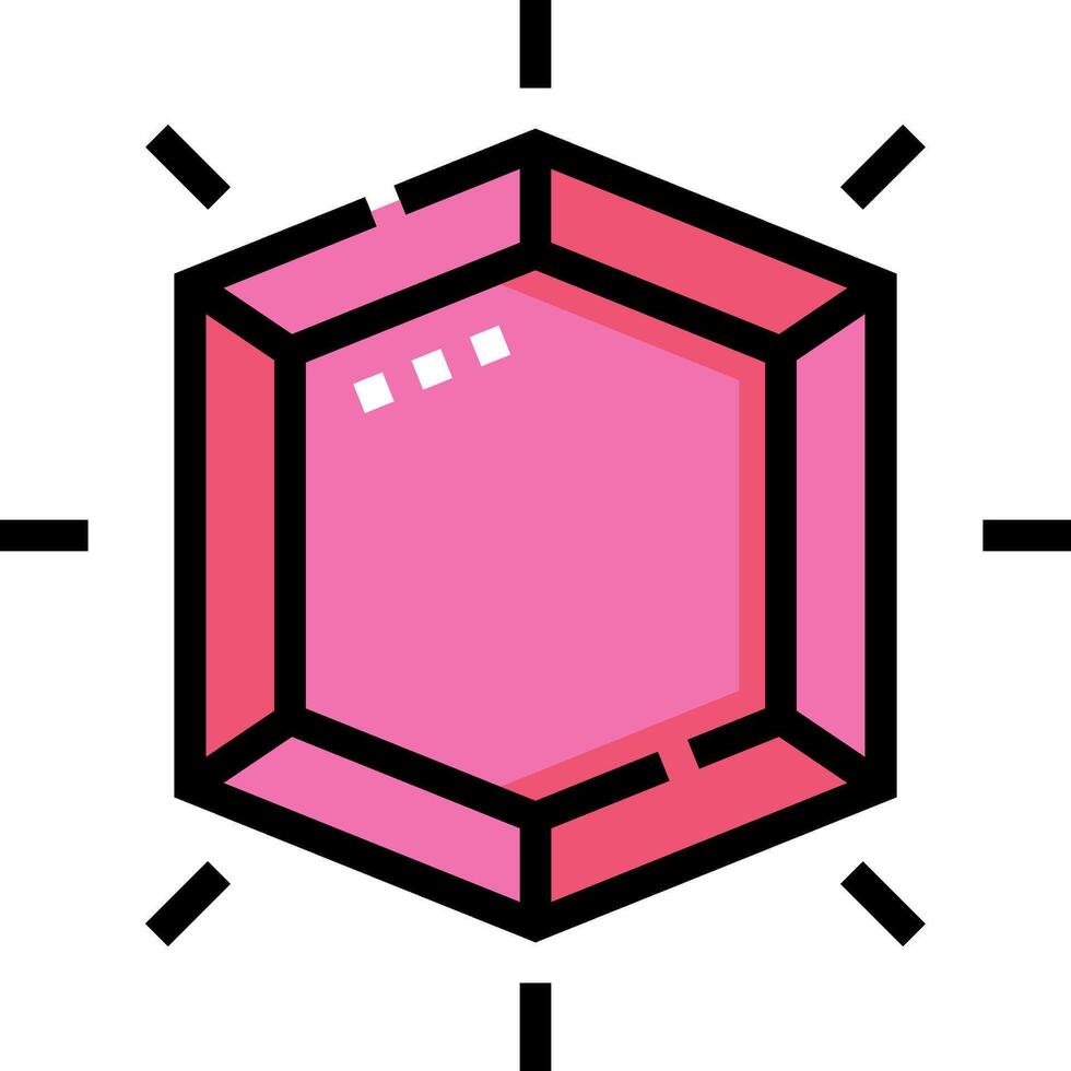A pink diamond with a black outline vector