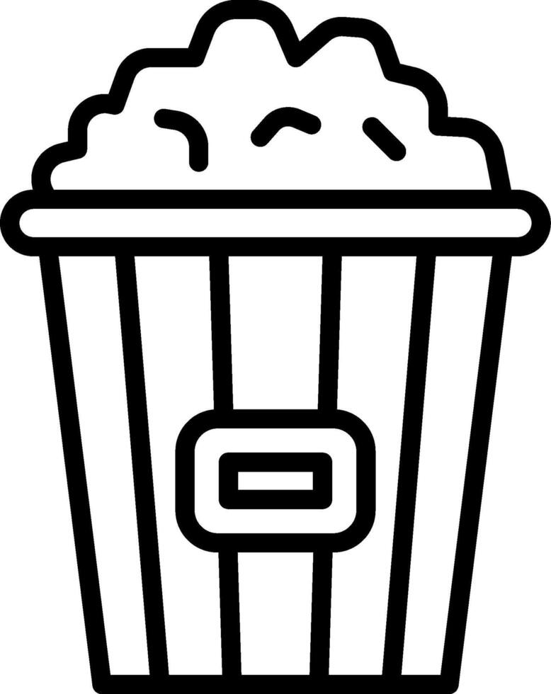 A black and white icon of popcorn in a bucket vector