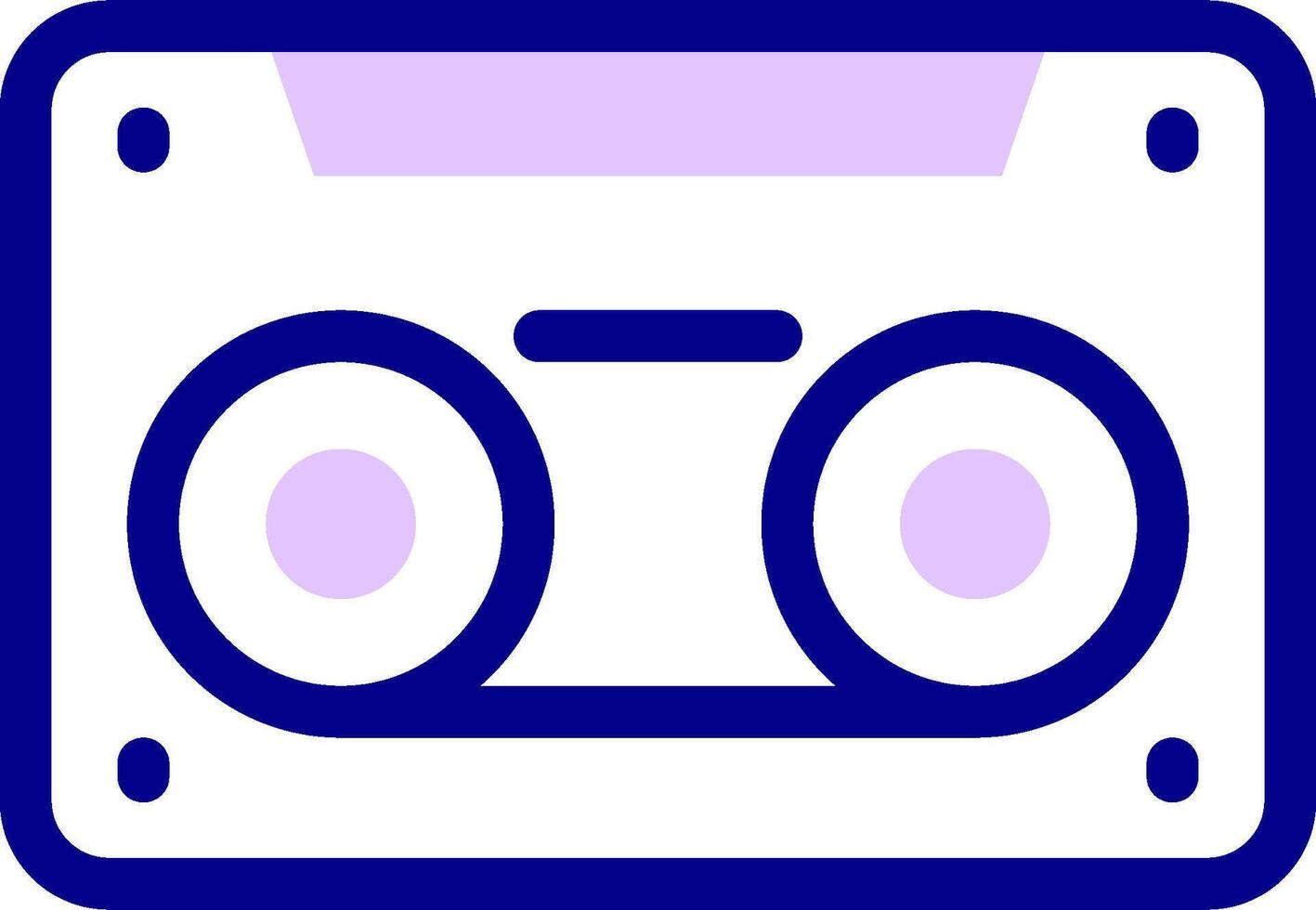 A purple and blue cassette icon vector
