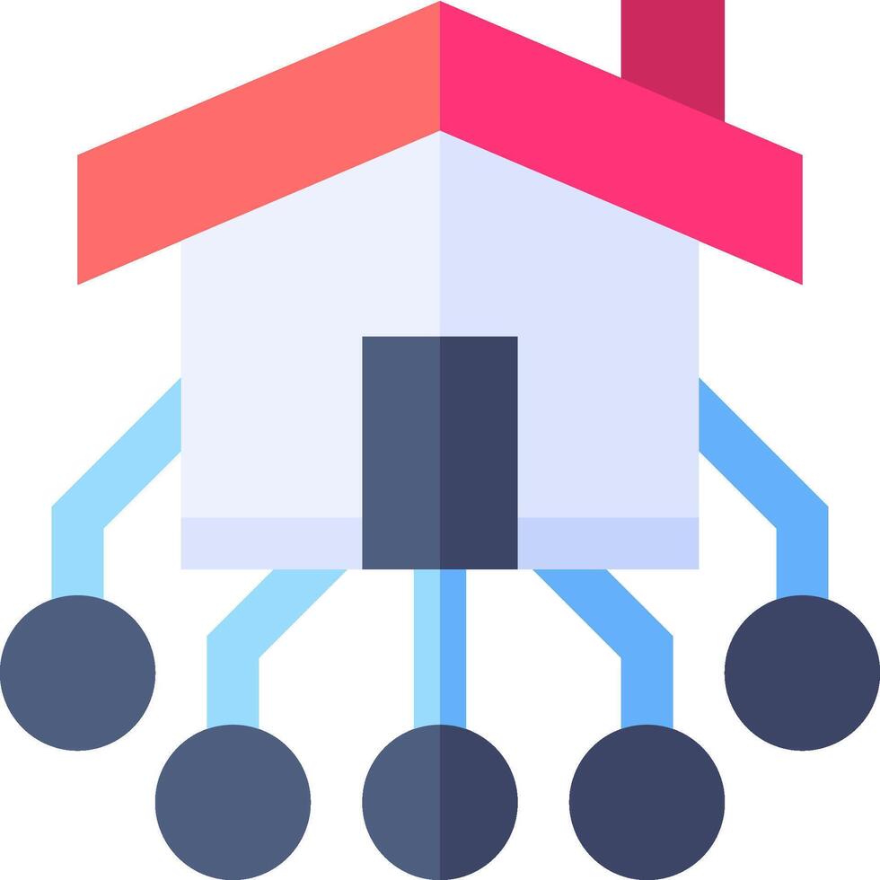 A house with a network of dots around it vector