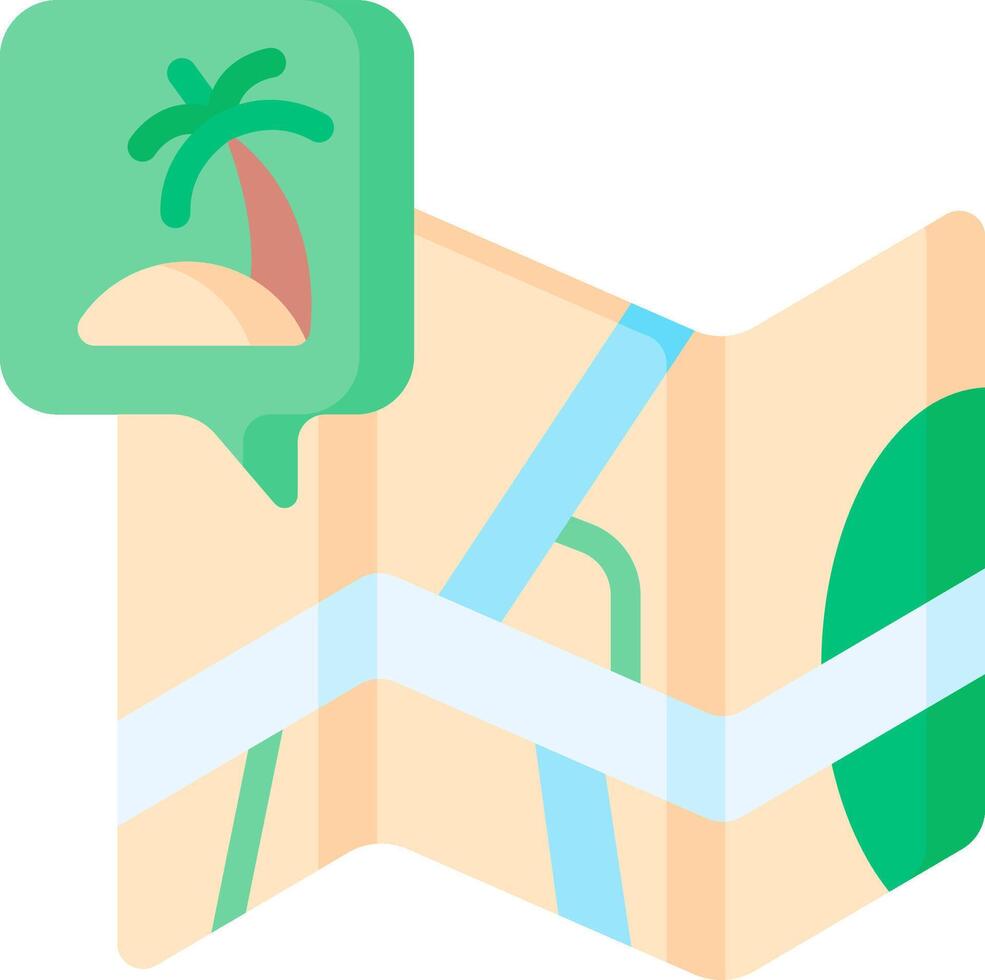 Map of a beach with palm tree vector
