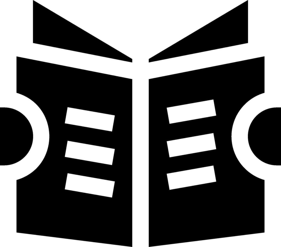 A black and white icon of a book vector
