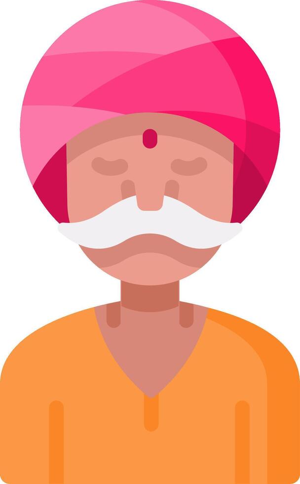 Indian man with mustache and pink turban vector