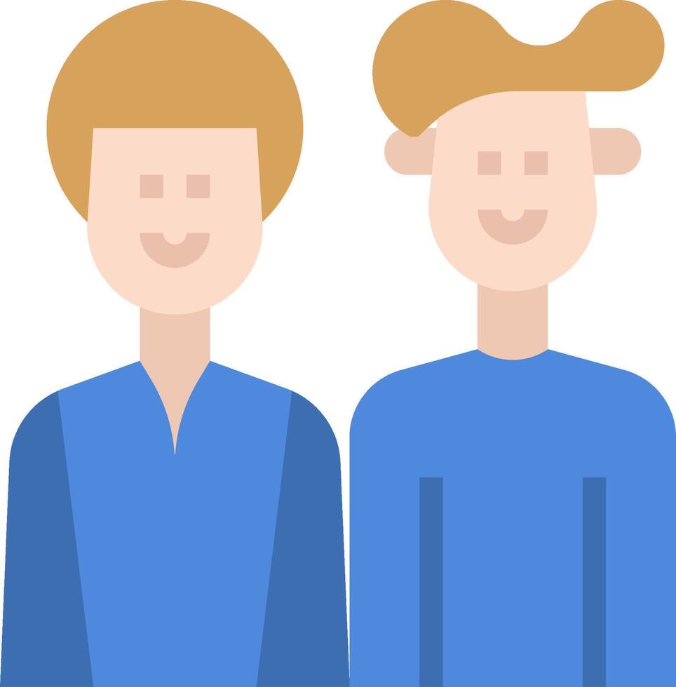 Two men in blue shirts standing next to each other vector