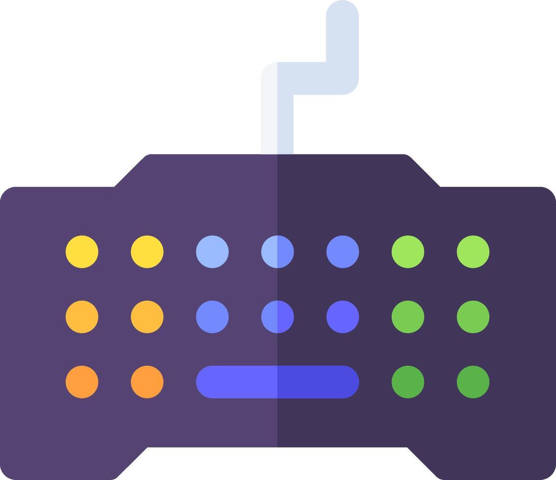 A purple computer keyboard with colorful buttons vector