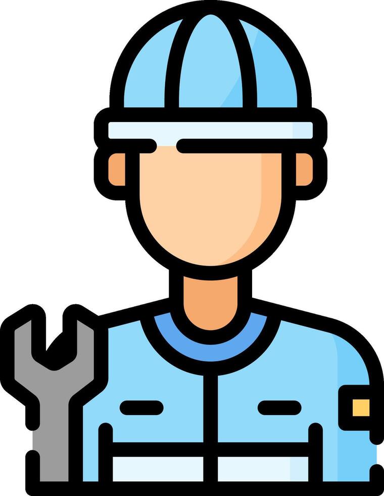 A man in blue overalls holding a wrench vector