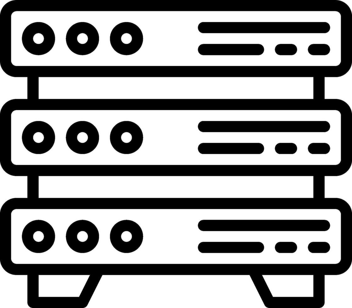 A black and white image of a server rack vector