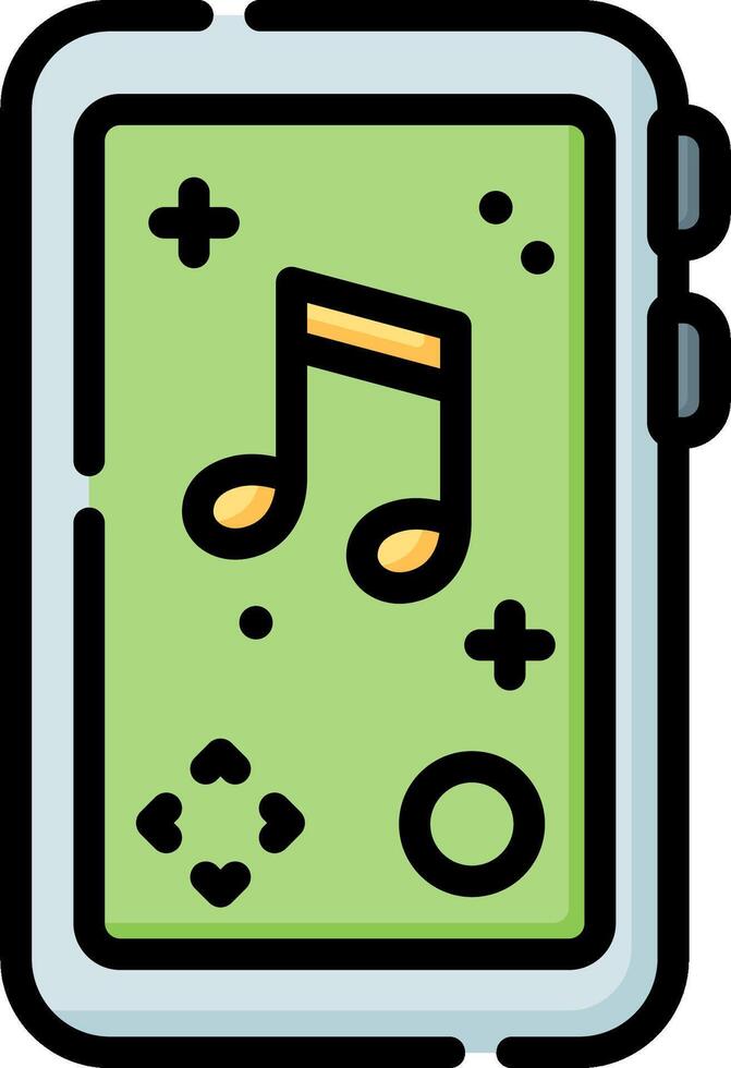 A green mp3 player with music notes vector