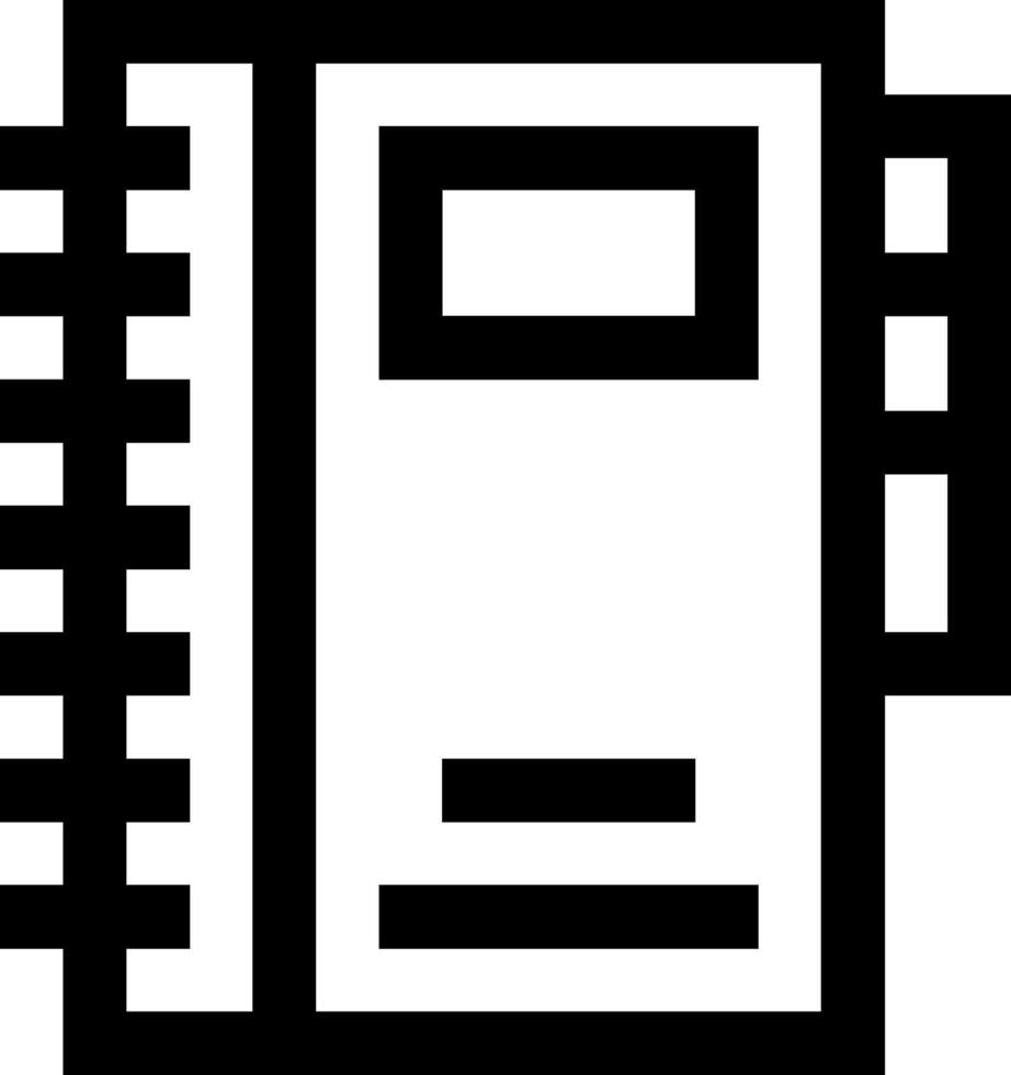A black and white icon of a notebook vector
