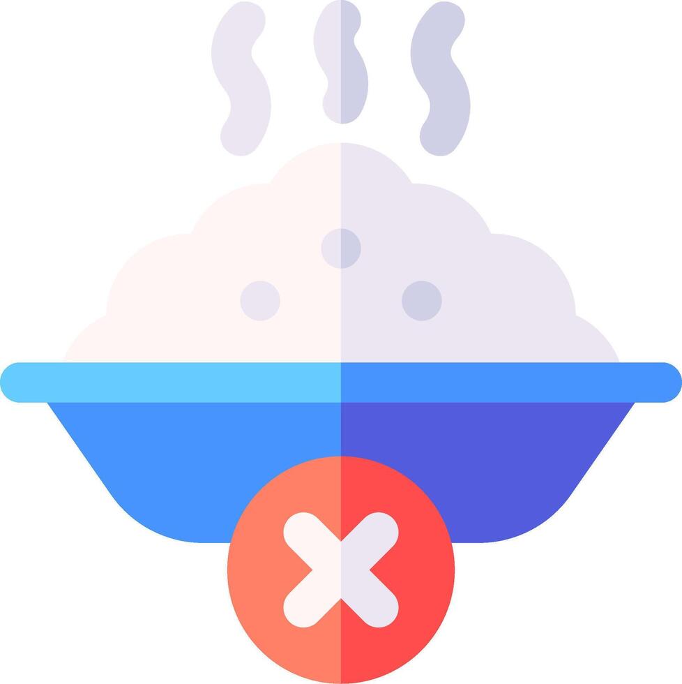 A bowl of rice with a red cross on it vector