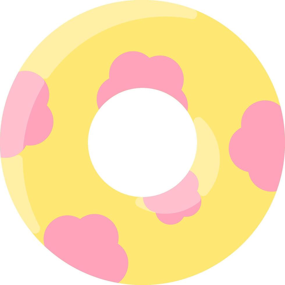 A donut with pink and yellow flowers on it vector