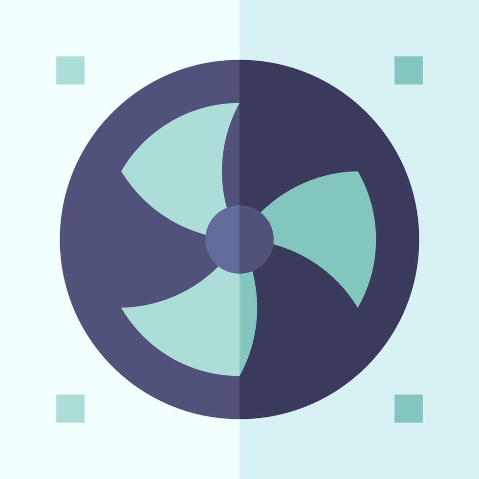 A flat icon of a fan on a blue background vector