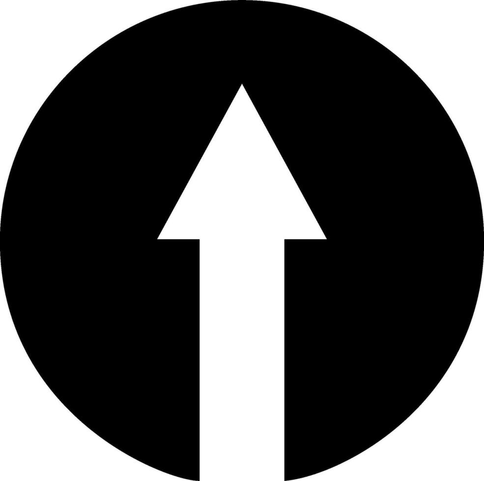 A black and white arrow pointing up in a circle vector
