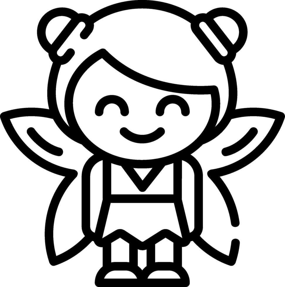 A cartoon fairy with wings and a bow vector