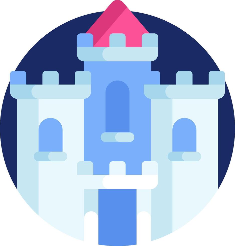 A castle icon with a pink roof vector