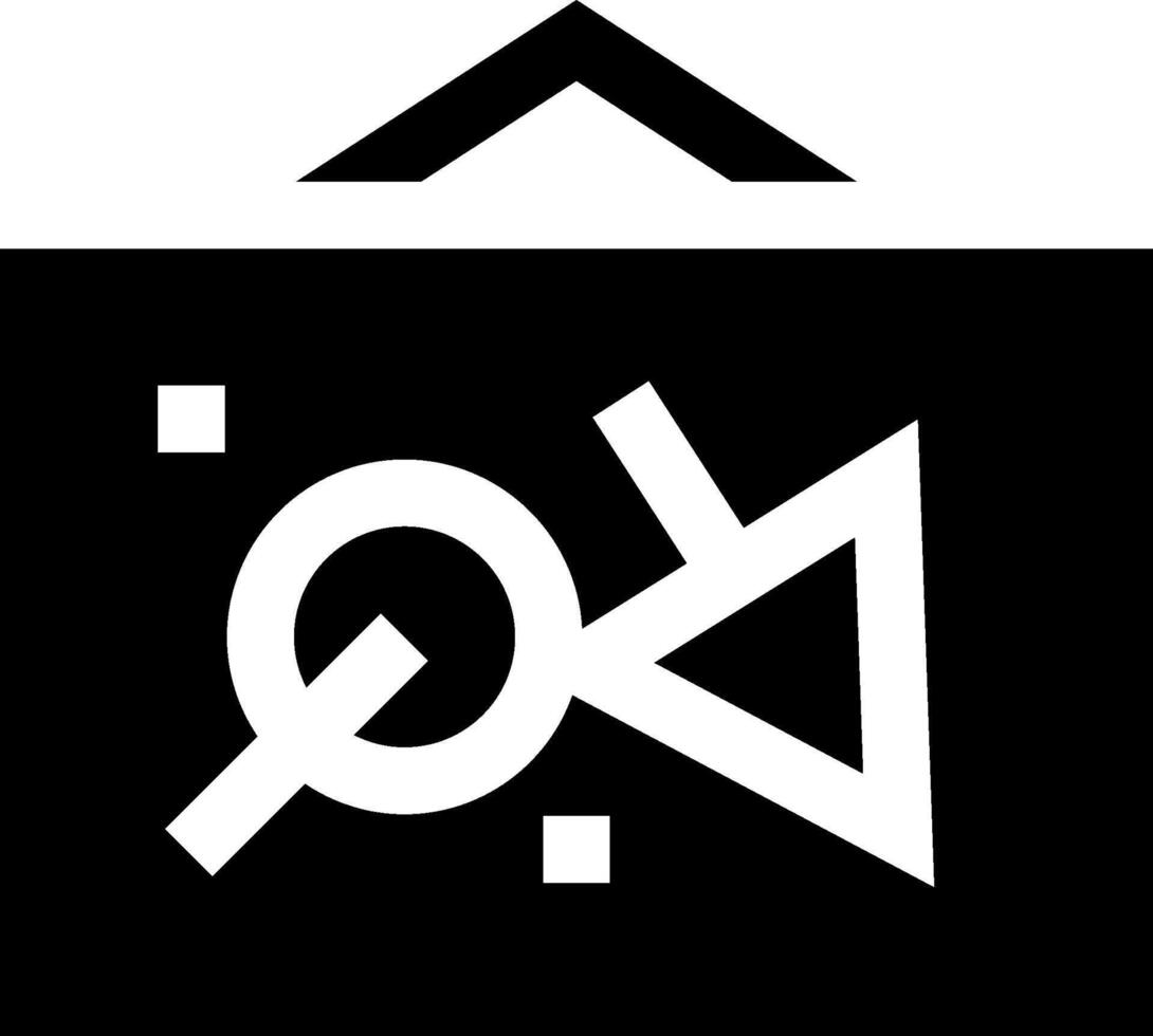 A black and white logo with a square and arrow vector