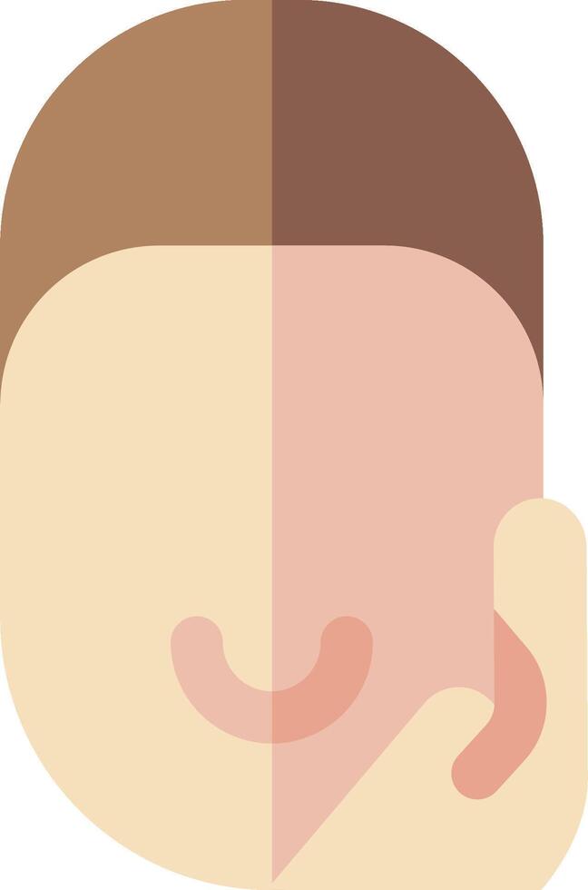 A man's face with a smile and a hand on his chin vector