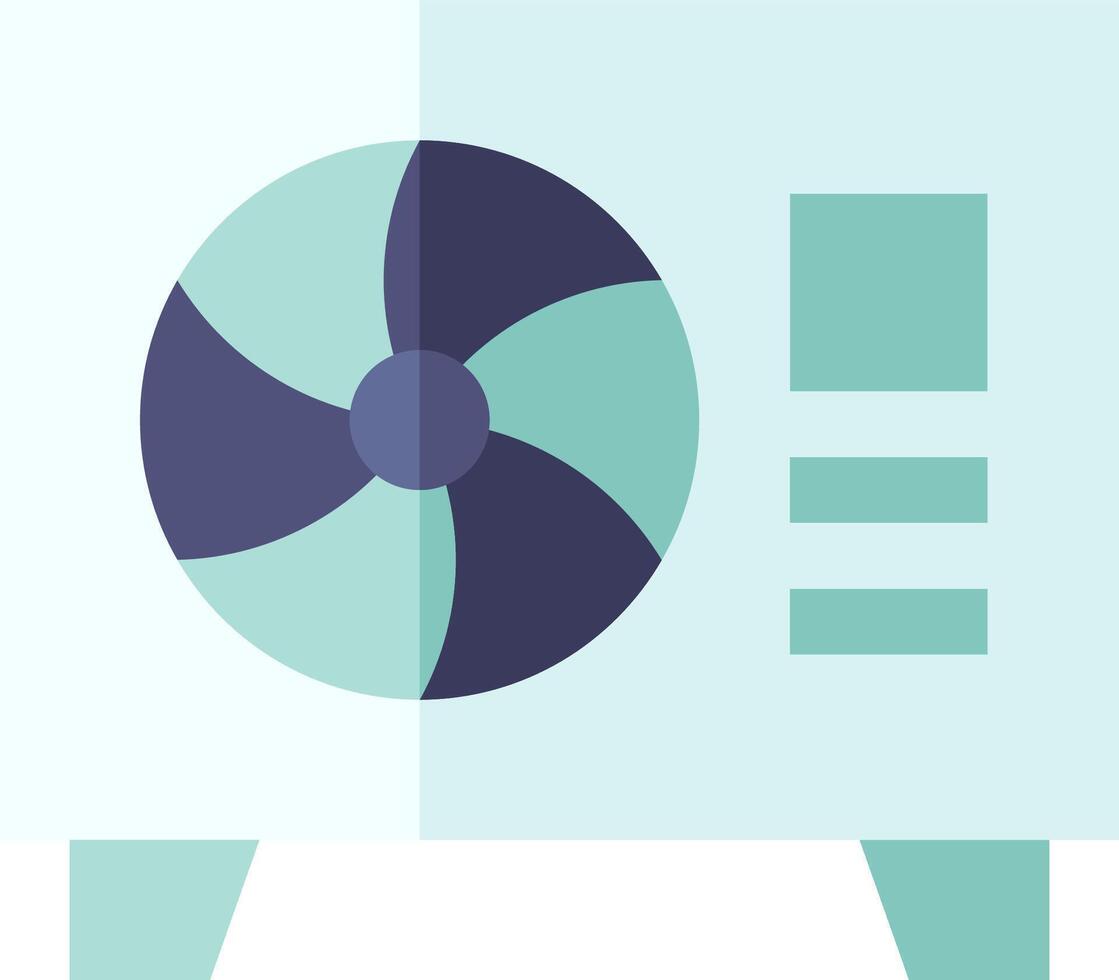 A fan with a blue background and a green fan vector