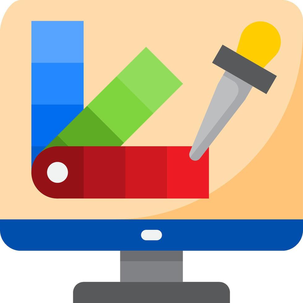 A computer monitor with a pen and a graph vector