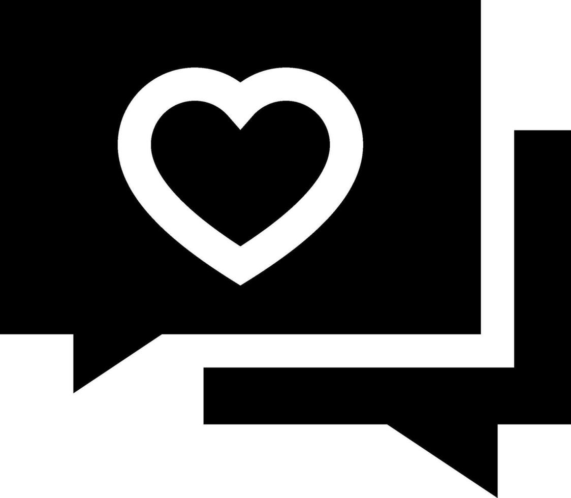 A black and white heart icon with two speech bubbles vector