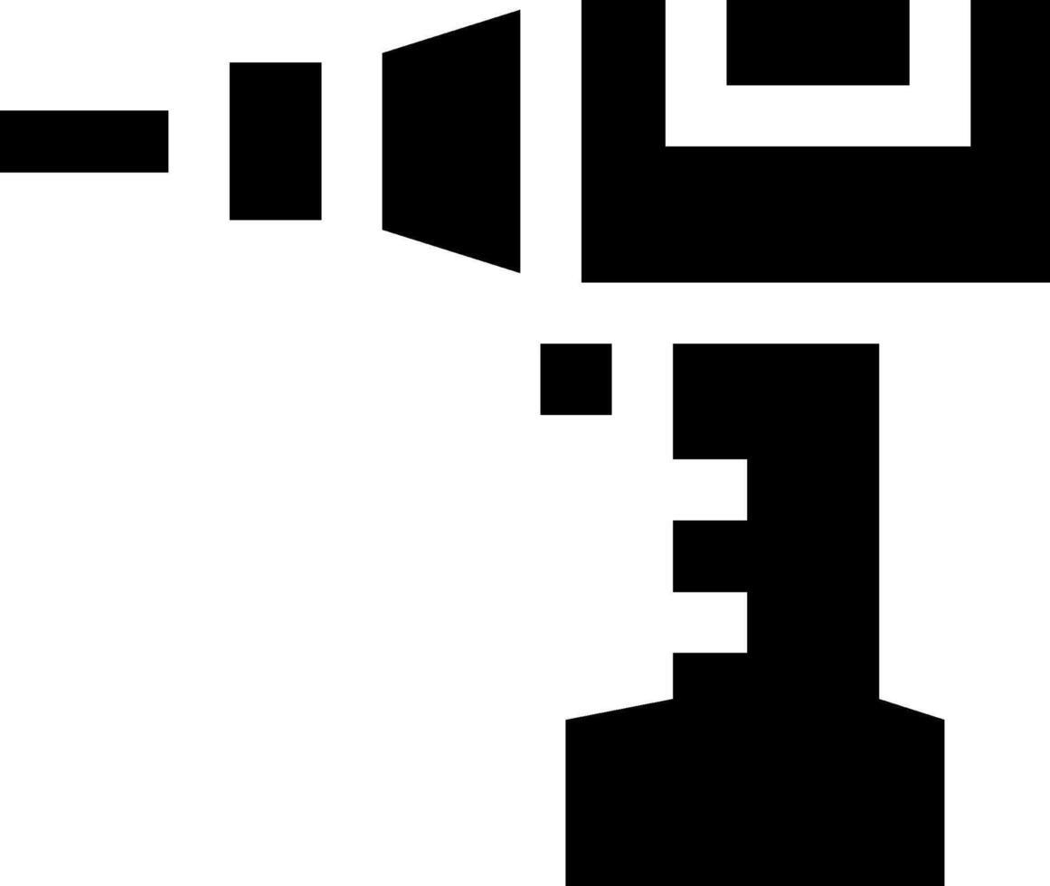 A black and white icon of a drill vector