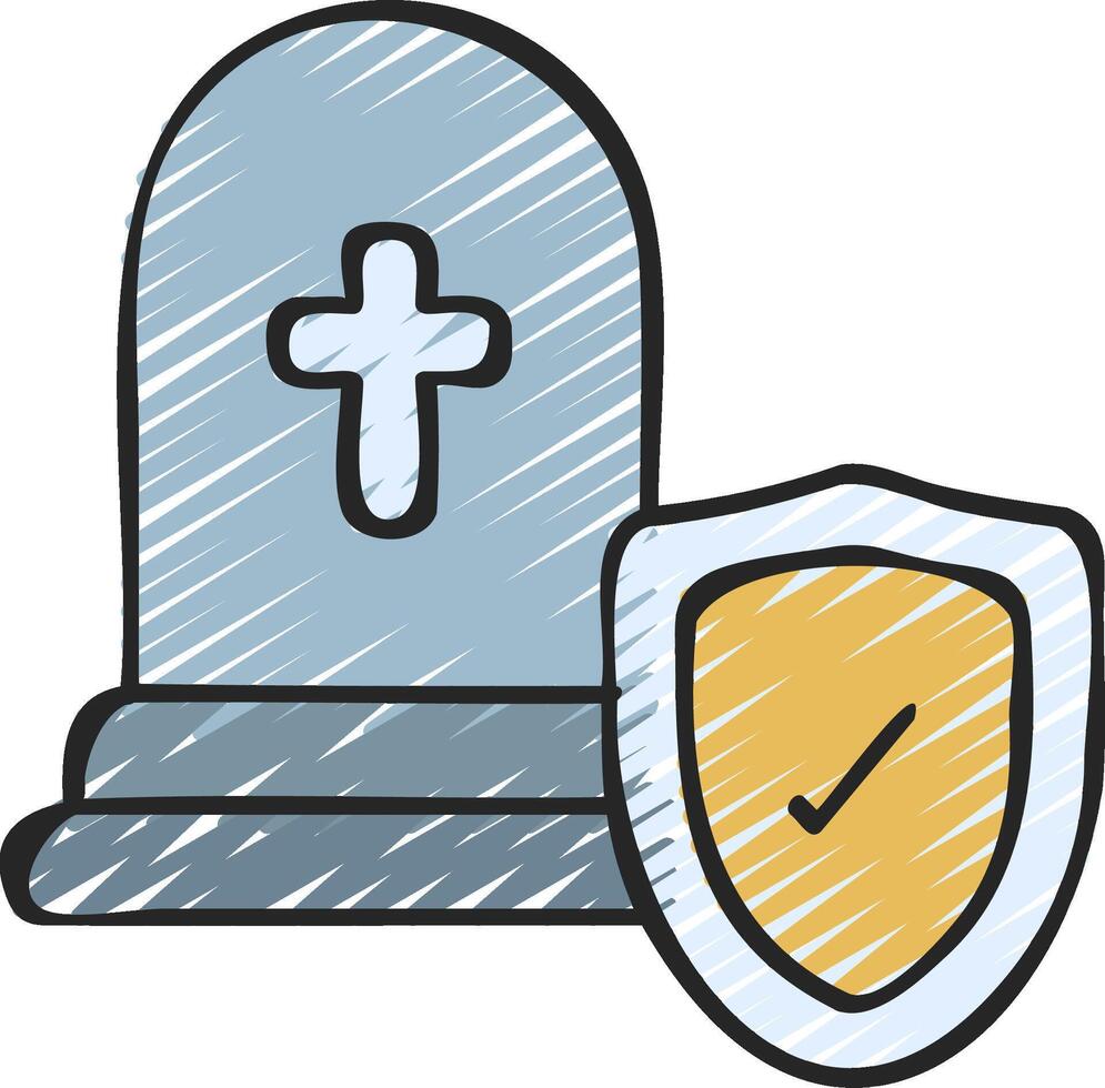 A tombstone with a cross and a shield vector