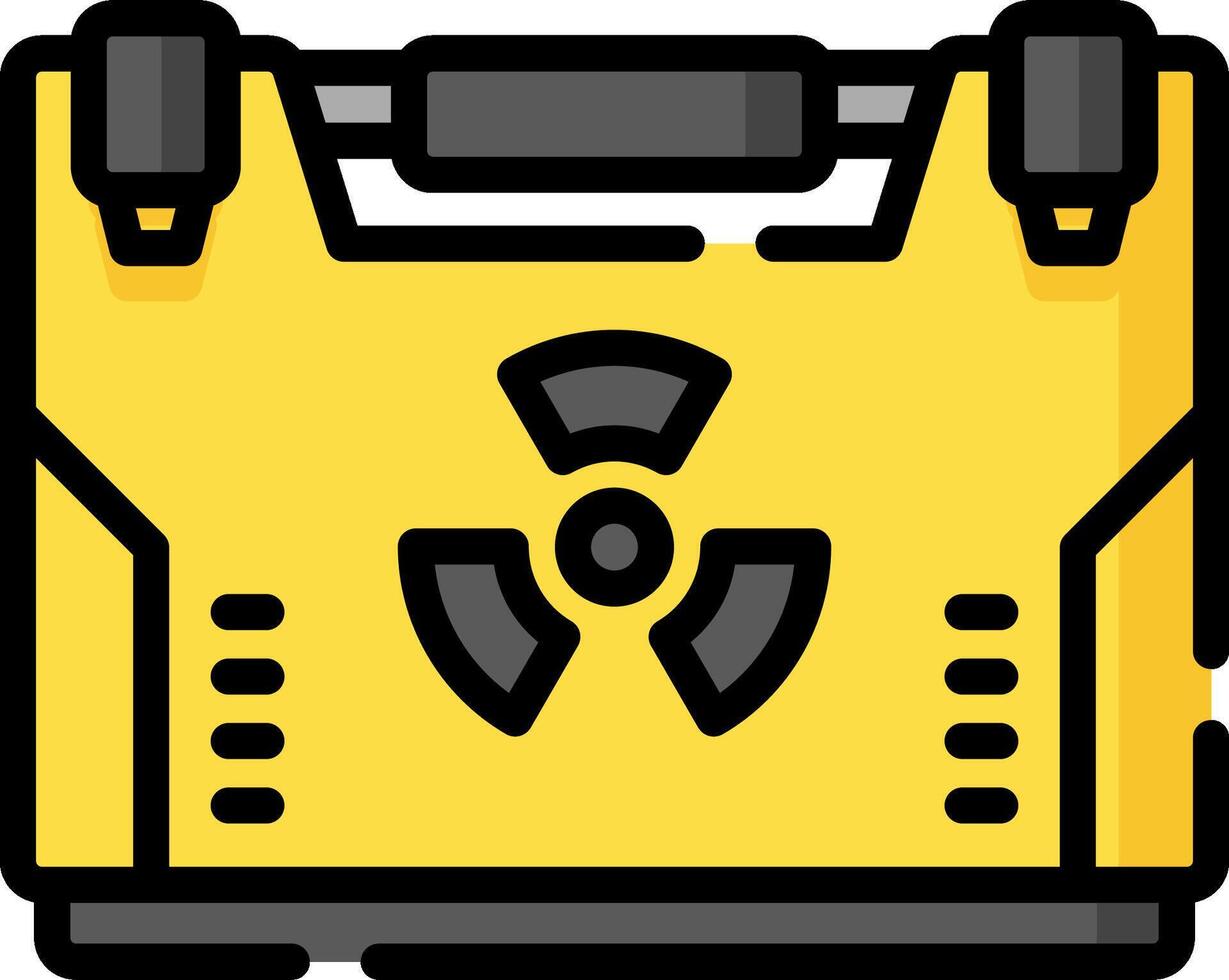 A yellow suitcase with a radioactive symbol on it vector