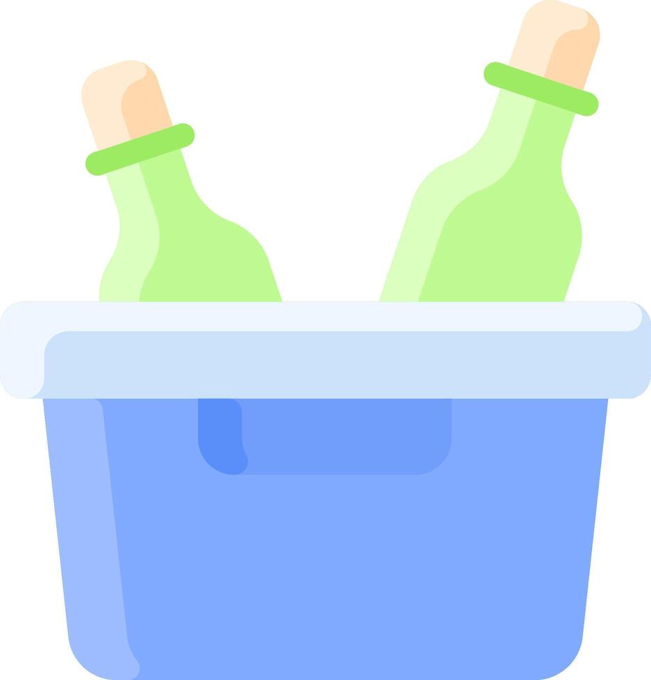 Two bottles of wine in a blue bucket vector