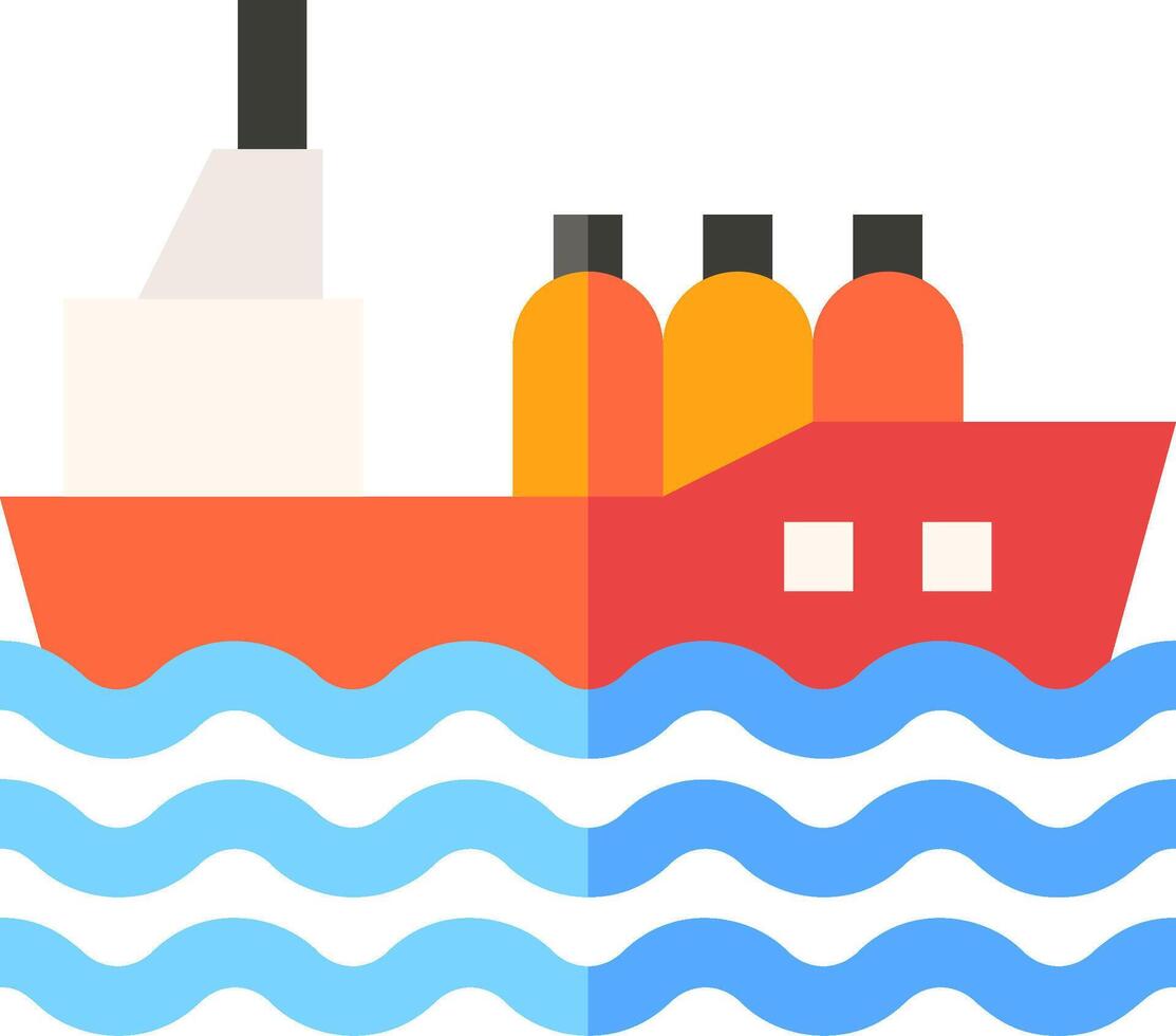 A red cargo ship with three bottles floating in the ocean vector
