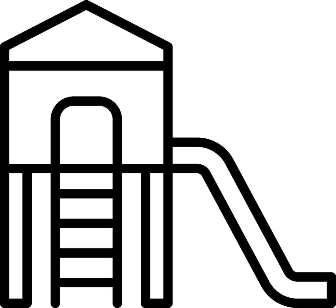 A black and white drawing of a playground slide vector