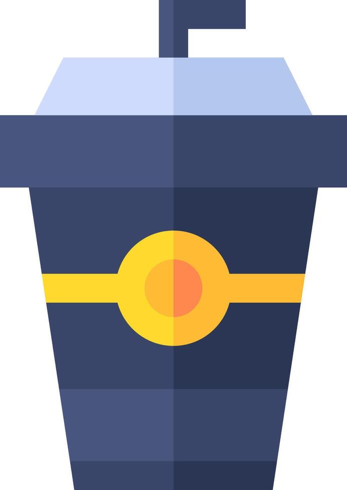 A take out container with a yellow and blue lid vector