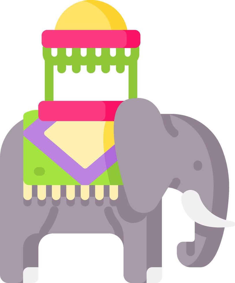 An elephant with a colorful hat on its head vector