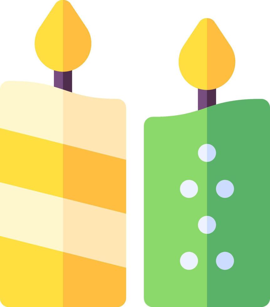 Two candles with yellow and green colors vector