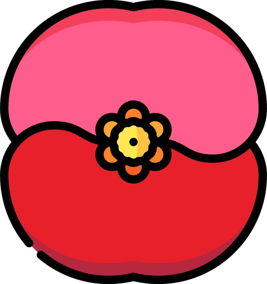 A red poppy with a yellow flower on it vector