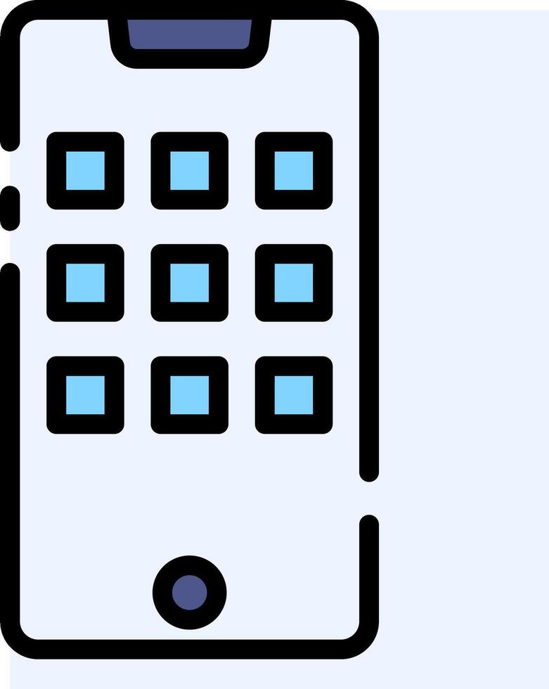 A phone with a square screen and a blue button vector