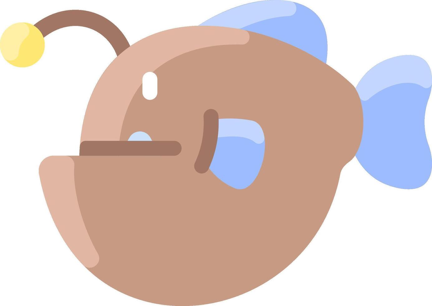 A cartoon fish with a yellow light on its head vector