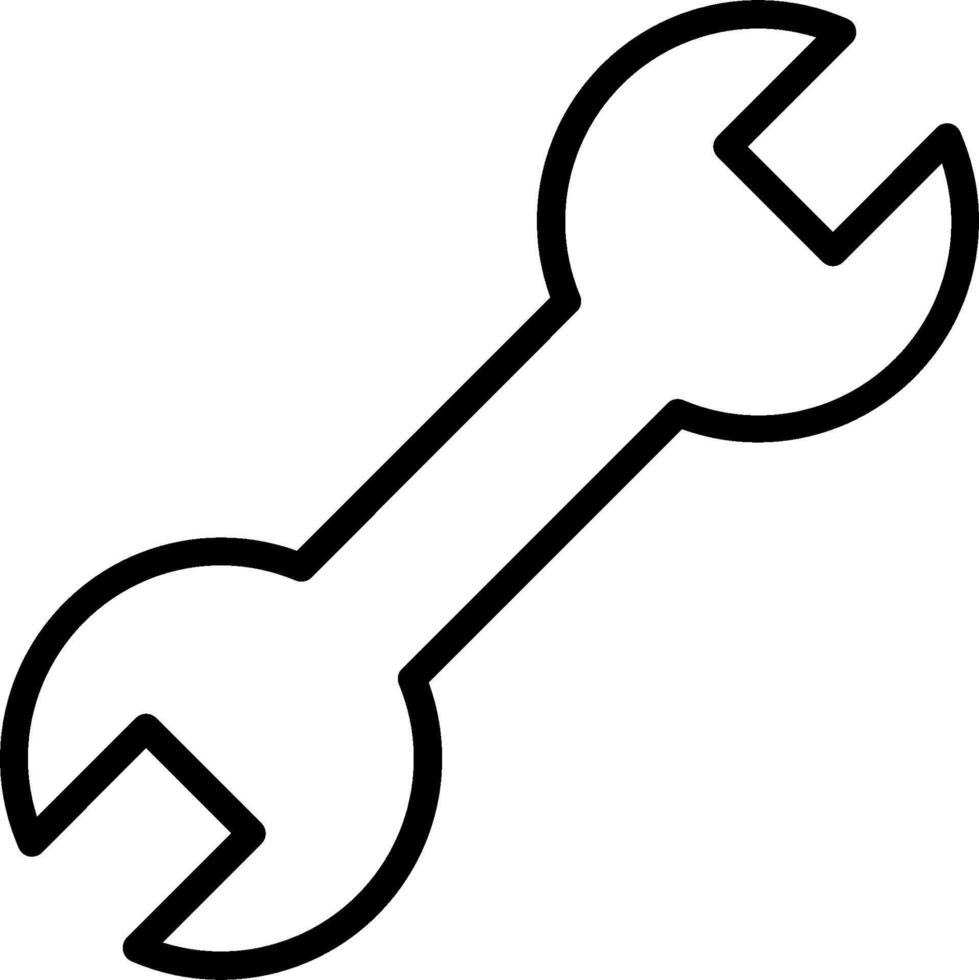 A black and white illustration of a wrench vector