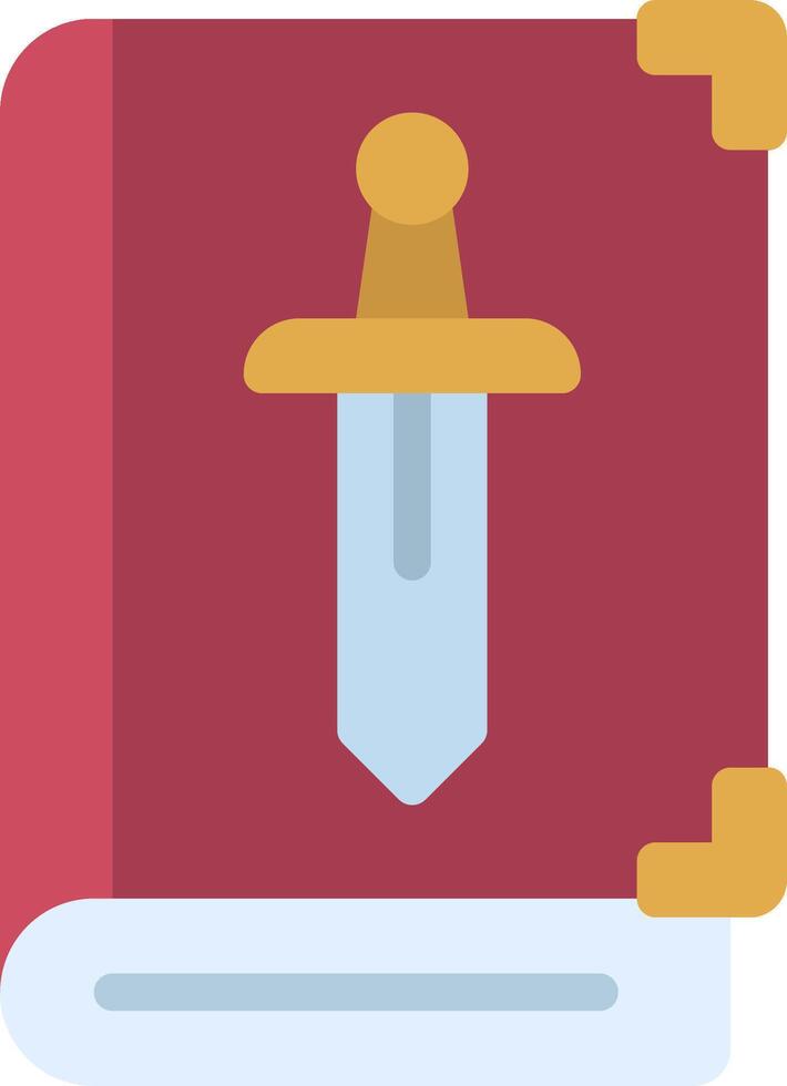 A red book with a sword on top vector