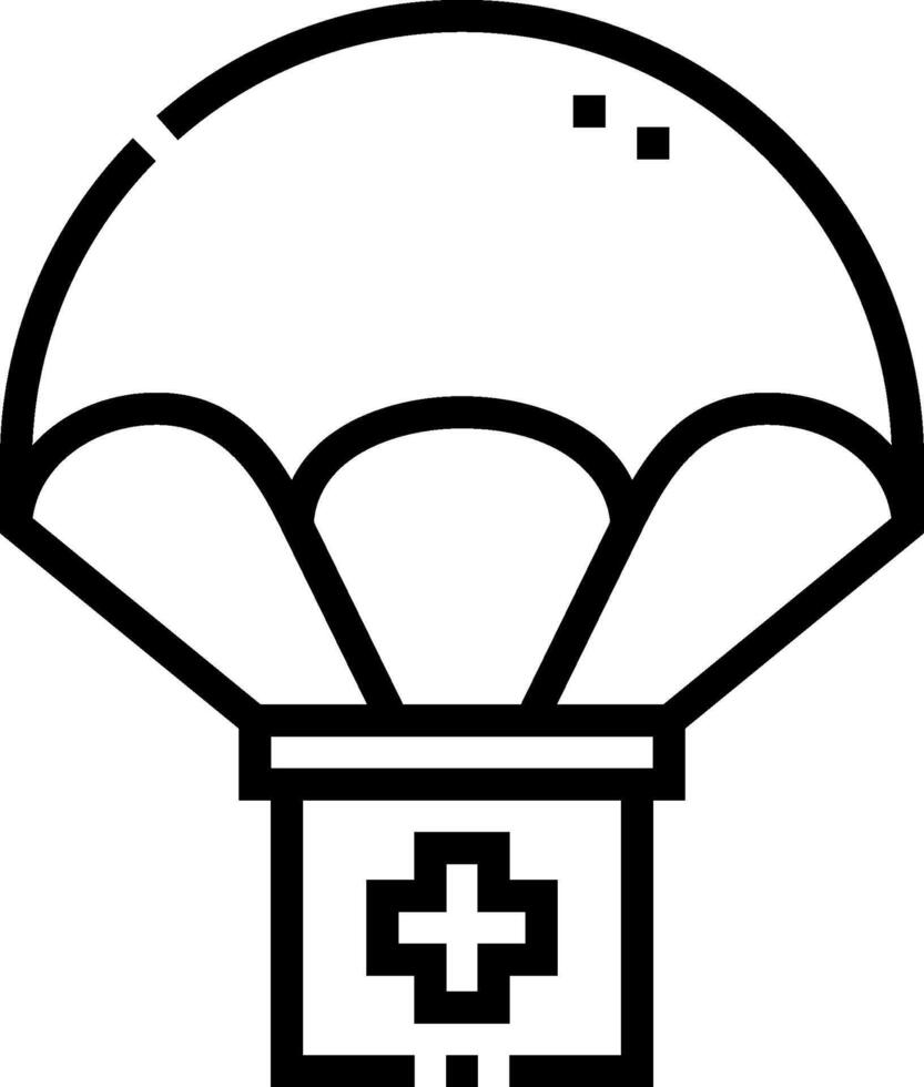 A black and white illustration of a parachute with a cross on it vector