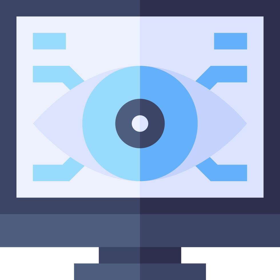 An eye on a computer monitor with a computer screen vector