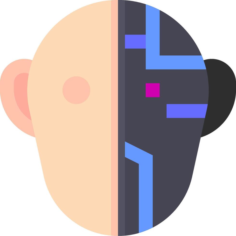 A man's head with a blue and pink square on it vector