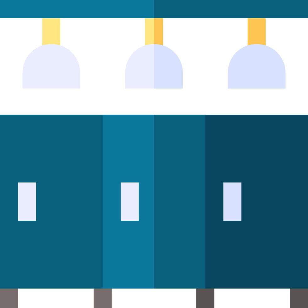 A blue cabinet with three lights on it vector