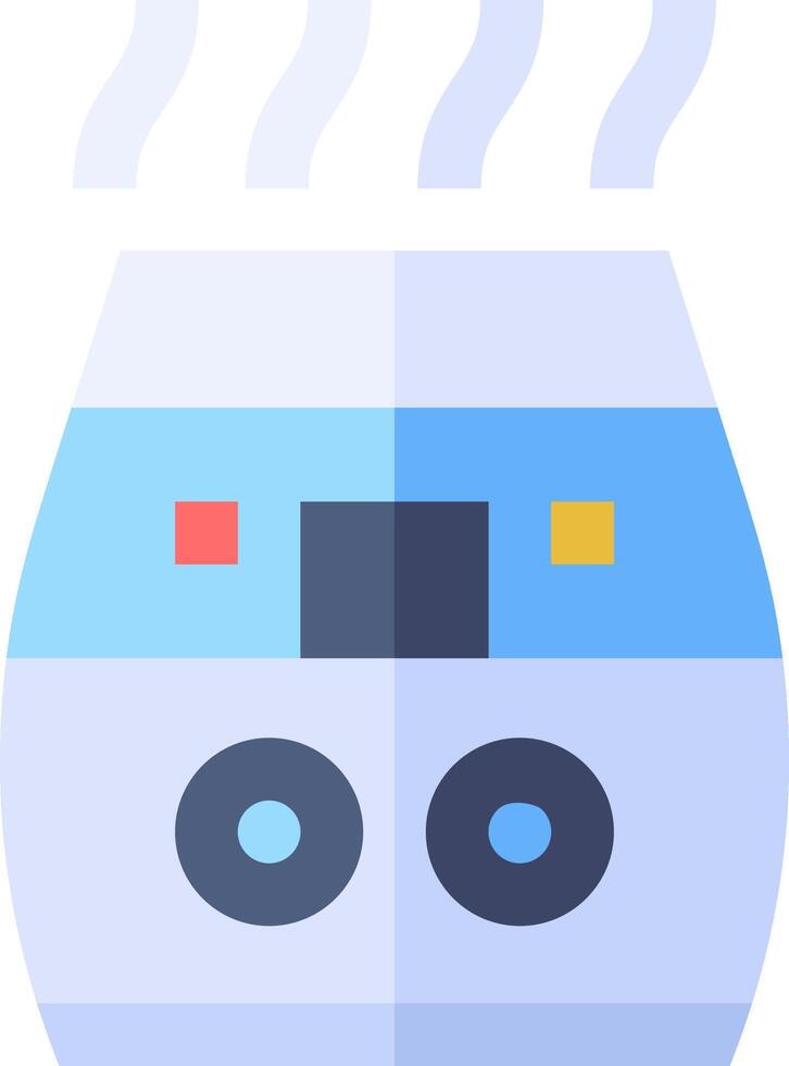 A blue and white pot with a steam coming out of it vector